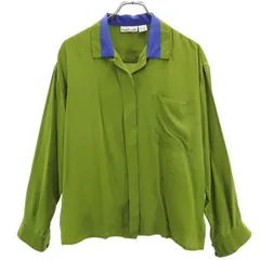 アンクライン 90s オールド シルク 長袖 シャツ 8 グリーン系 ANNE KLEIN ブラウス レディース 【中古】  【230920】 メール便可