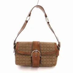 コーチ COACH 1463 ミニシグネチャー ワンショルダーバッグ ハンドバッグ キャンバス レザートリム 茶 ブラウン /UO ■WY