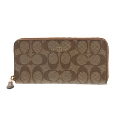 【中古】 COACH （コーチ） ｼｸﾞﾈﾁｬｰ ﾗｳﾝﾄﾞﾌｧｽﾅｰ長財布 財布 長財布(小銭入有) Signature Beige ベージュ leather レザー F59267 used:A