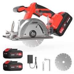 ナウィン 充電式丸ノコ 4.0Ahバッテリー2個付 充電式丸鋸 ブラシレスモーター 石材・木材・タイルの切断 電動丸ノコ マルノコ 丸鋸 丸のこ 電動のこぎり 電動ノコギリ(刃径125－A)