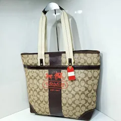 コーチ COACH シグネチャー 肩掛け トートバッグ ショルダーバッグ 11351 ブラウン キャンバス レザー 9070060e20250919