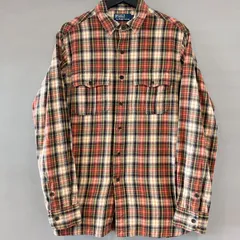 90's POLO by Ralph Lauren ポロ バイ ラルフローレン フランネルチェックシャツ ネルシャツ 長袖 L/S ブラウン 〜 ベージュ系 メンズ Mサイズ 175/96A