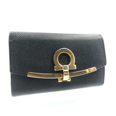 ■美品■希少■Salvatore Ferragamo サルヴァトーレフェラガモ　GANCINO CILIP ガンチーノクリップ　6連キーケース  ガンチーニ　レザー　本革　ブラック　ゴールド金具　イタリア製