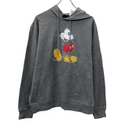 Disney プリントスウェット パーカー M グレー ディズニー プルオーバー ミッキーマウス ビッグプリント 秋物 a710-5095