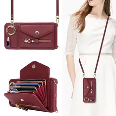 【Hamany】 iphone8plus ケース オシャレ ショルダー iphone7plus ケース カード収納 大容量 iphone8プラス ケース 手帳型 リング付き スマホカバー 耐衝撃 全面保護 スタンド機能 iphone7プラス ケース 肩掛け