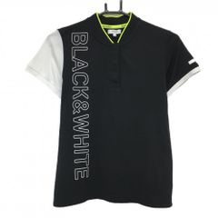 美品】パーリーゲイツ 半袖ハイネックシャツ 白×黒 肩ロゴ