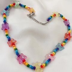 レインボービーズネックレス🌈　ハンドメイド