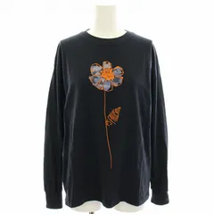 ピーエスポールスミス PS Paul Smith Single Stem プリント長袖Tシャツ カットソー フラワー刺繍 M 紺 ネイビー 235402 /HN