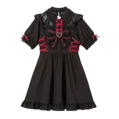 夢展望公式 [新品未使用] リボンレースアップワンピース [ボルドー×ブラック] 他カラー別ページ有 dearmylove ワンピース その他ワンピース（半袖） 534309-01