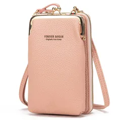 【迅速発送】Your Smile is My Gift スマホポーチ レディース ショルダー 入れたまま操作 スマホポシェット お財布ポシェット がま口 (ピンク)