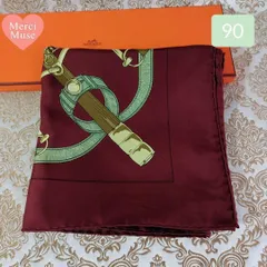 ❤お得なお品❤クリーニング済 エルメス カレ90 ボルドー スカーフ 防寒 挿色  MerciMuse メルシーミューズ