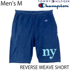 【USED／メンズM】CHAMPION x TOMMY リバースウィーブ スウェットショーツ ネイビー