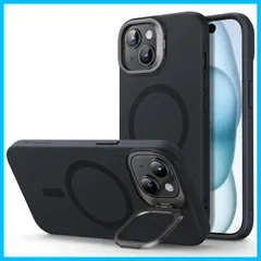【数量限定】カメラ隠れスタンド内蔵 iPhone iPhone ミリタリーグレードの保護 15 15 Plus用マグネットスマホケース シリコン MagSafe ブラック スタンド付き Cloud ケース Plus Series ESR