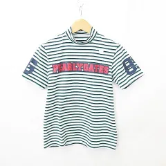 パーリーゲイツ PEARLY GATES ゴルフ シャツ 半袖 ハイネック ボーダー ロゴ ホワイト グリーン ネイビー レッド 5