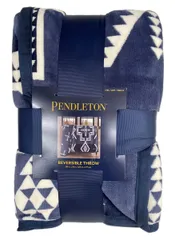 【送料無料】PENDLETON ペンドルトン ひざ掛け 「ネイビー」リバーシブル 127cm×177cm 膝掛け毛布/ソフトスロー/柄多数/かわいい/コストコ