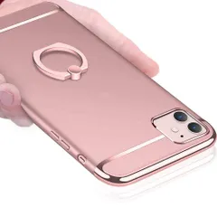 【在庫セール】スクラッチ防止 耐久 薄型 落下防止 ケース 着脱しやす ケース Mini Mini アイフォン12 擦り傷防止 3パーツ式 スタンド機能 指紋防止 取り出し易い 耐衝撃 全面保護 衝撃防止 リング付き 携帯カバー[ピンク]KC-5-124 12