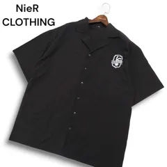NieR CLOTHING ニーア クロージング 春夏 ロゴ刺繍★ 薔薇 ペンキ プリント 半袖 オーバーサイズ シャツ Sz.F メンズ 黒のサムネイル