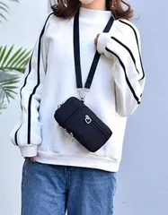 スマホバッグ　スマホショルダー　スマホポーチ　ミニバッグ　ショルダーポーチ　サイズ：L　ブラック