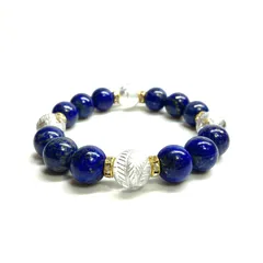 12mm 四神獣銀彫水晶×ラピスラズリ パワーストーン ブレスレット天然石 開運 厄払い お守り 青龍 白虎 玄武 朱雀 9月・12月誕生石 （ゴールド）メンズ・レディース 男性・女性 数珠ブレス 開運  ■