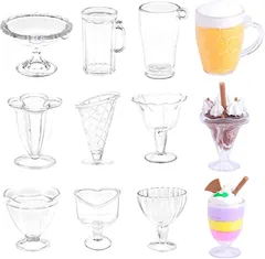 OLYCRAFT 12点 ミニチュアカップ ミニカップ ミニカップセット アクセサリー カクテルアイスクリームサンデーカップ