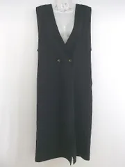 ◇ chocol raffine robe フロントボタン ノースリーブ 膝下丈 ワンピース サイズF ブラック レディース P  【1302160007844】