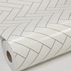 壁紙シール 貼る壁紙 HDC-20444 ホワイト 壁紙 タイル模様 50cm×1m 防カビ