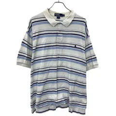 POLO RALPH LAUREN 半袖 ロゴ ポロシャツ 2XL ホワイト×ボーダー ポロラルフローレン ビッグサイズ 古着卸 アメリカ仕入 a707-5181