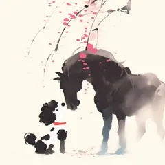 【福寿（2026年） - プードル・トイプードル犬 No.5】ジークレー版画＊名入れOK！ 午年・馬・謹賀新年・賀正・新春・迎春・子犬・ペットロス・うちの子・記念日・アートポスター・犬の絵・犬のイラスト・ギフト・プレゼント