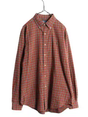 【お得なクーポン配布中!】 90s ポロ ラルフローレン チェック ボタンダウン シャツ メンズ L / 古着 90年代 オールド 長袖シャツ ワンポイント コットン マルチカラー