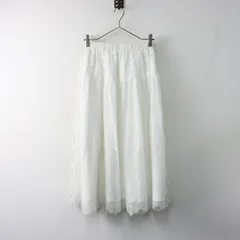 未使用 保管品 スーパービューティー SUPER BEAUTY ロゴサイドテープ付 レースチュールロングスカート 42/ホワイト【2400014199055】