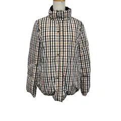 古着 ダックス DAKS リバーシブル ダウンジャケット クリーニング済み 黒 チェック柄 レディース サイズ38