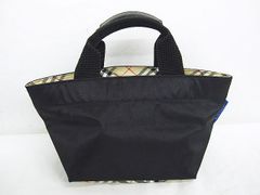 Burberrys バーバリーズ 小船形 トートバッグ ハンドバッグ ブラック×ノバチェック LF008-0522-4