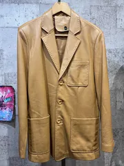 美品 ラムレザー テーラードジャケット 羊革 キャメル 95