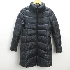 Q■ユニクロ/UNIQLO ヘリンボーン柄 ライトダウンコート/ロング■黒系【レディースM】LADIES/20【中古】