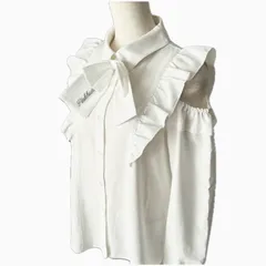 PINKHUNT ピンクハント ブラウス　肩開きリボン付きブラウス　ガーリー　Lサイズ　オフホワイト