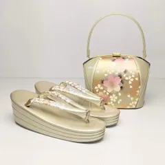 草履バッグセット 振袖用 エナメル ゴールド フリーサイズ u12