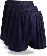 mom(マム) トランクス メンズ ビッグサイズ ゆったり 3枚セット インナー 下着 吸水速乾 抗菌加工 前開き ボタンあり(ネイビー3枚,  4L)