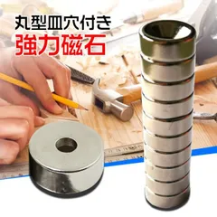 磁石 超強力 ネオジウム ネオジム マグネット 10個セット 小型 丸型 皿穴 薄型 12mm×5mm ネジ4mm DIY zk273