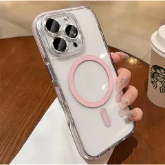 【新品】 iyite iPhone 15 Pro 用 ケース クリア マグネット[MagSafe対応] [黄変防止] TPU ショック吸収 バンパー ドロップ保護 カメラレンズフルカバー 6.1 インチ ピンク 1