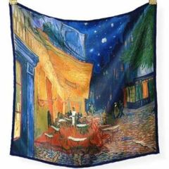 世界の名画シリーズ スカーフ『アイリスのある花瓶、黄色い背景
