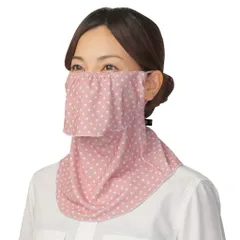 【数量限定】UVカットフェイスカバー MASK ドットヤケーヌ CUT 息苦しくないフェイスカバー (面ファスナー UV 592 YAKeNU ドットピンク)のサムネイル
