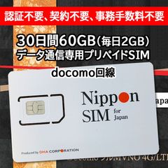 日本国内用 30日60GB(毎日2GB) データ通信専用 プリペイドSIMカード