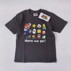 スーパーマリオ   HERE WE GO キッズTシャツ　120 130 ブラック　子供　幼稚園　保育園　小学生　トップス