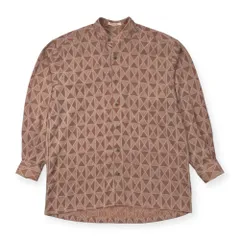 LANCEL ランセル アーガイル風 デザイン スタンドカラー 長袖シャツ サイズ M /バンドカラー/メンズ/ピンク系/日本製のサムネイル