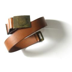 【新品】 Ralph Lauren ／ ラルフローレン　ベルト イタリア製 サドルレザー 一枚革 エンブレム 真鍮 BRASS ｜ オールシーズン