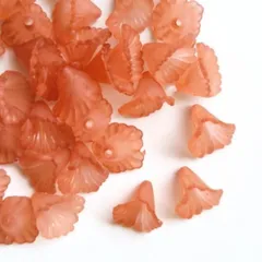 フラワービーズ つや消し 【 トランペット 花 ビーズ 30個 】 ラッパ ユリ 花びら フラワー アクリルビーズ ( オレンジ )