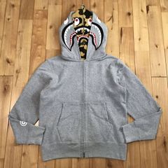 ダブル シャーク パーカー Sサイズ グレー × 1st camo yellow Double shark full zip hoodie a bathing ape BAPE エイプ ベイプ 迷彩