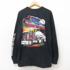 XL/古着 長袖 Tシャツ メンズ トラック 大きいサイズ クルーネック 黒 ブラック 25may21 中古