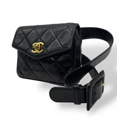 CHANEL シャネル マトラッセ ウエストポーチ ウエストバッグ ココマーク ターンロック 黒 ブラック レザー ゴールド金具 キルティング ヴィンテージ レディース C