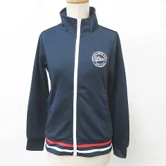 フィラ FILA GOLF ゴルフ ジャケット ブルゾン ジップアップ スタンドカラー 刺繍 ジャージ 紺 白 赤 ネイビー レッド M